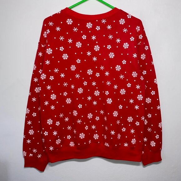 Disney Mickey Mouse Christmas Xmas Lights Pullover Crewneck Sweater Red Large - Picture 2 of 15